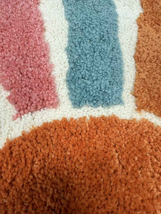 Healing Rainbow Sun-shaped Flocked Carpet