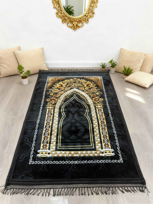 Black - Gold Luxury Prayer Rug - Fucolina
