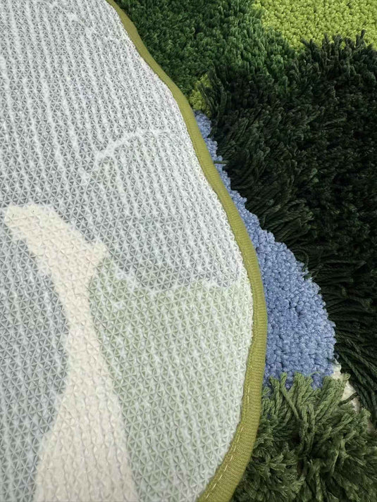 3D Forest Lake Flocked Carpet