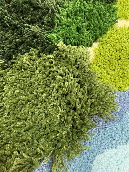 3D Forest Lake Flocked Carpet