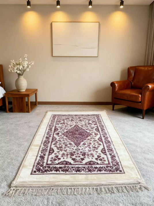 Red - White Floral Prayer Rug - Fucolina