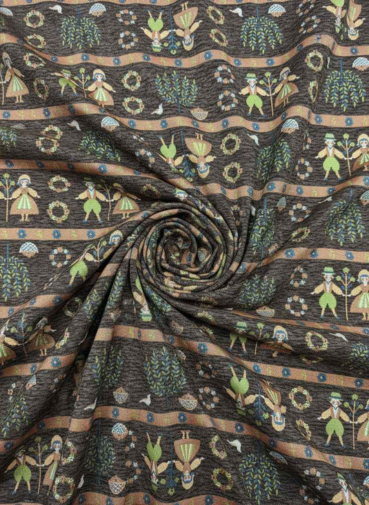 European folk-style figure chenille jacquard fabric, multi-colored childlike soft furnishings and clothing universal fabric