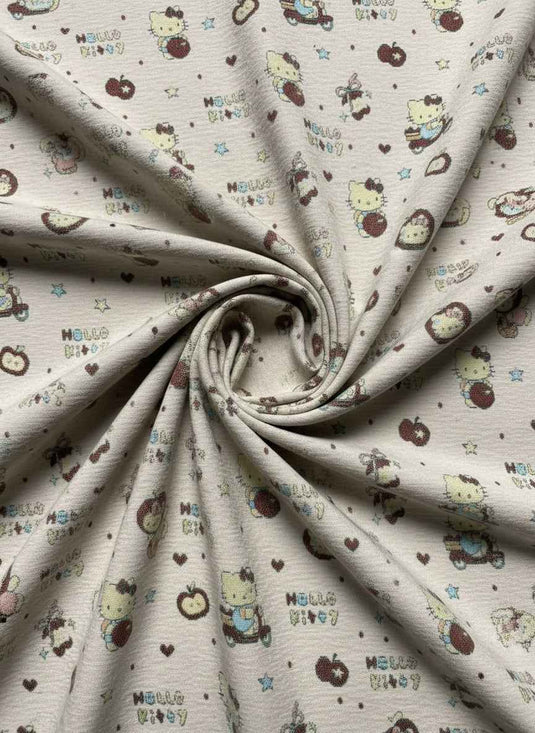 Hello Kitty playful chenille jacquard fabric, a versatile fabric for cute soft furnishings and children's clothing in multiple colors