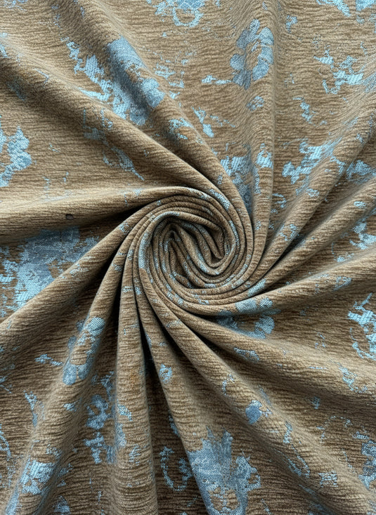 Vintage distressed floral jacquard fabric
