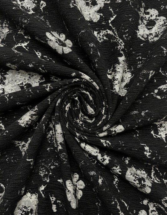 Vintage distressed floral jacquard fabric
