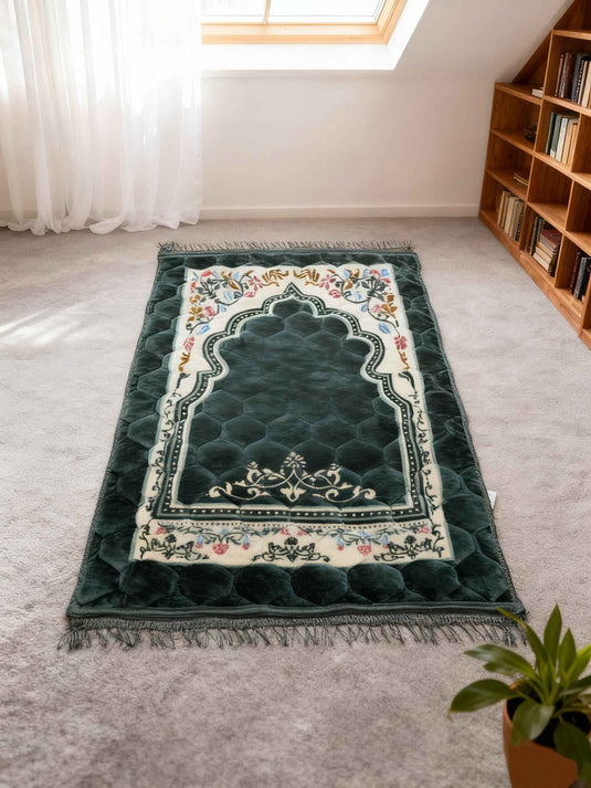 Dark Green Floral Arch Prayer Rug - Fucolina