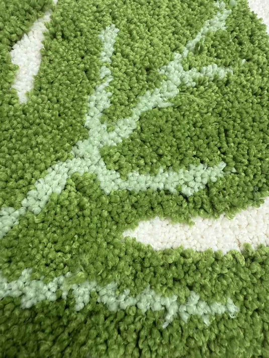 Natural-style Green Plant Leaf Flocked Carpet