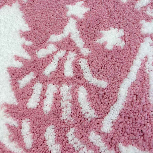 Pink "Merry Christmas" Tufted Rug | Danish Pastel Holiday Accent Mat - Fucolina