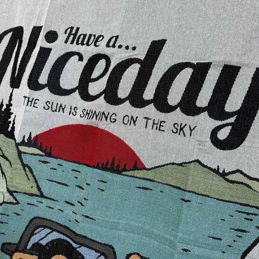 "Have a Nice Day" Woven Tapestry Blanket | Retro Off-Road Adventure Decor - Fucolina