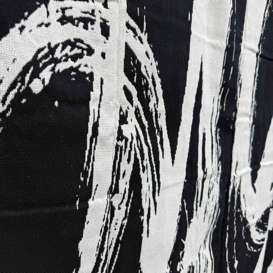 Abstract Brushstroke Woven Tapestry | Black & White Modern Graffiti Art Blanket - Fucolina