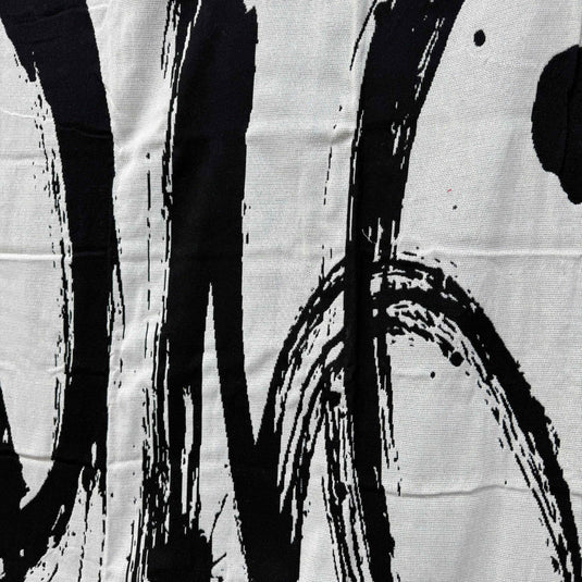 Abstract Brushstroke Woven Tapestry | Black & White Modern Graffiti Art Blanket - Fucolina