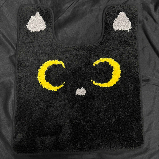 Cute Black Cat - Shaped Flocking Carpe - Fucolina