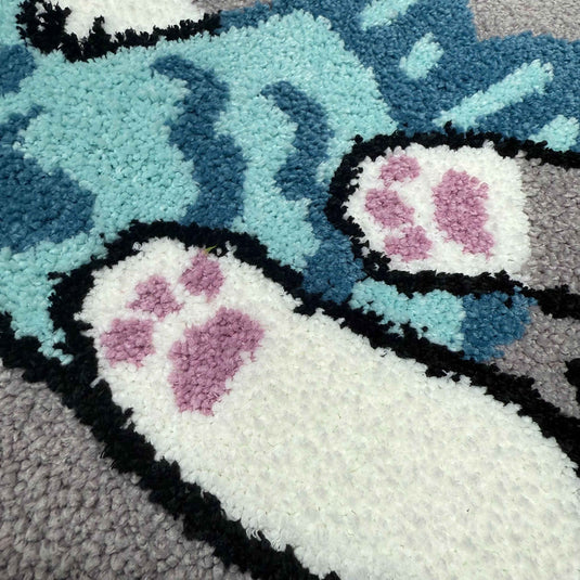 Cute Cat with Fish Tufted Rug | Kawaii Feline Accent Mat for Kids Room - Fucolina