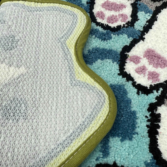Cute Cat with Fish Tufted Rug | Kawaii Feline Accent Mat for Kids Room - Fucolina