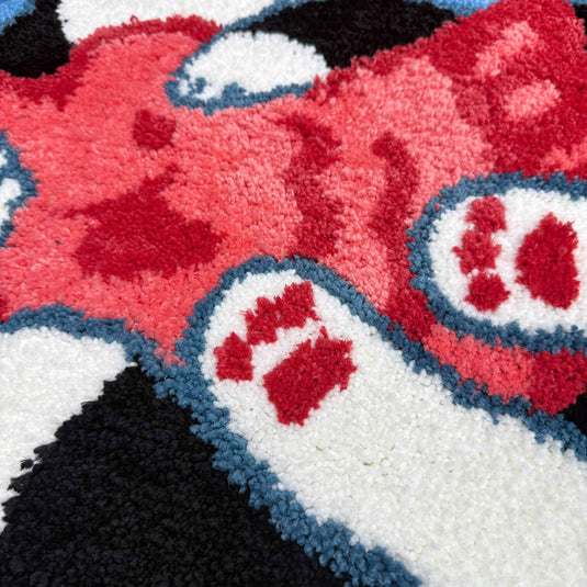 Grumpy Cat with Fish Tufted Rug | Funny & Cute Kawaii Feline Floor Mat - Fucolina