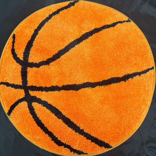 Basketball Shaped Tufted Rug | Sports Themed Round Mat | Boys Room Decor - Fucolina
