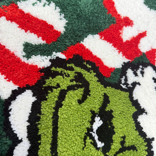 Christmas Grinch Tufted Rug | Holiday Themed Decor Mat | Cartoon Accent Rug - Fucolina