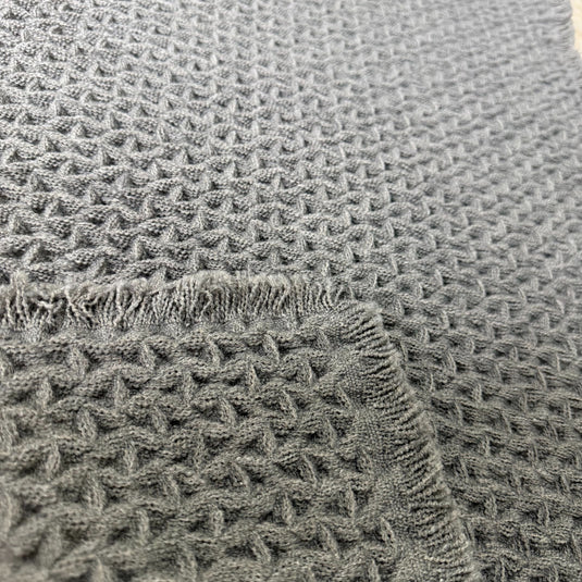 Textured Dark Grey Rectangular Mat with Chunky Knit Pattern - Fucolina