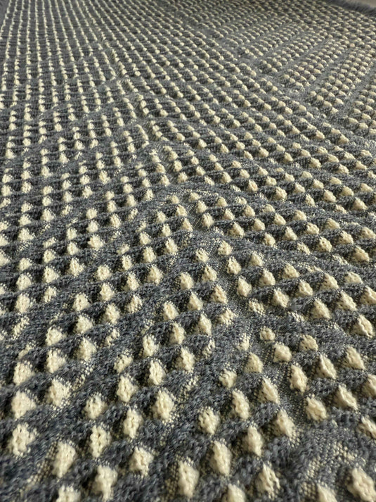 Gray - Beige Geometric Woven Fringed Carpet For Living Room - Fucolina
