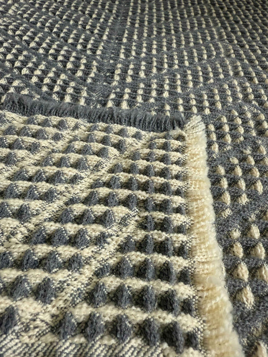 Gray - Beige Geometric Woven Fringed Carpet For Living Room - Fucolina