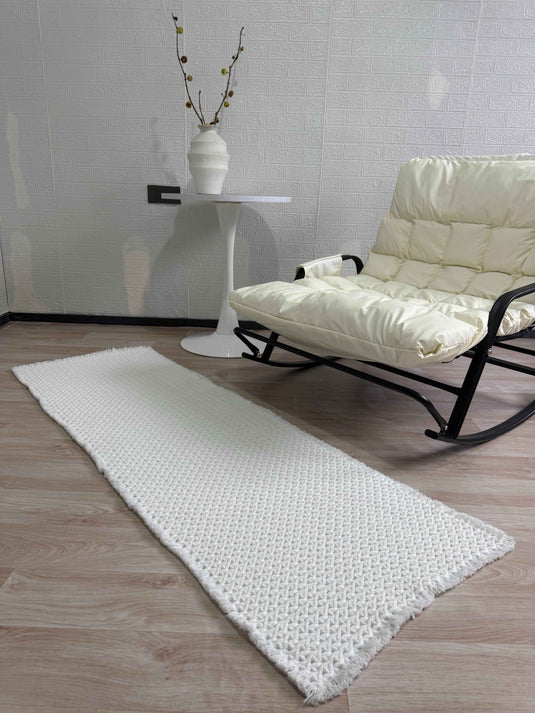 White Woven Carpet For Living Room - Fucolina