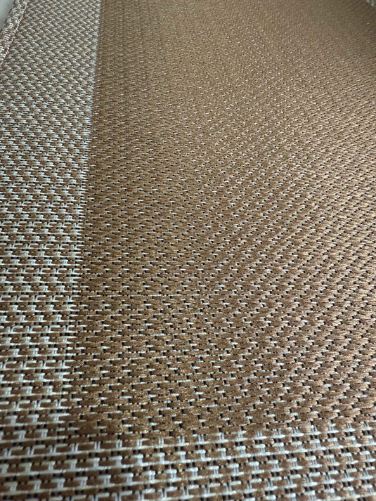 Light Brown Two-Tone Woven Rug with Textured Geometric Pattern - Fucolina