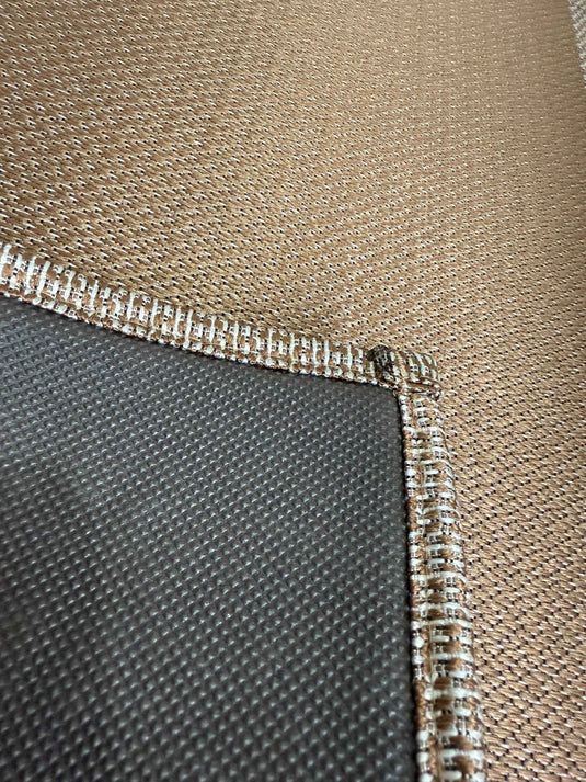 Light Brown Two-Tone Woven Rug with Textured Geometric Pattern - Fucolina