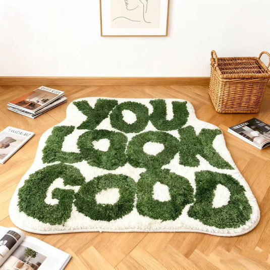 Inspirational Letter "YOU LOOK GOOD" Flocking Carpet