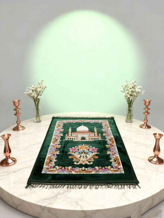 Dark Green Architectural Floral Prayer Rug - Fucolina