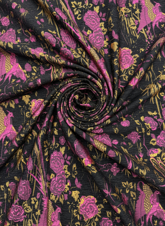 Floral and Bird Jacquard Fabric Color Card (Multiple Colors Available)