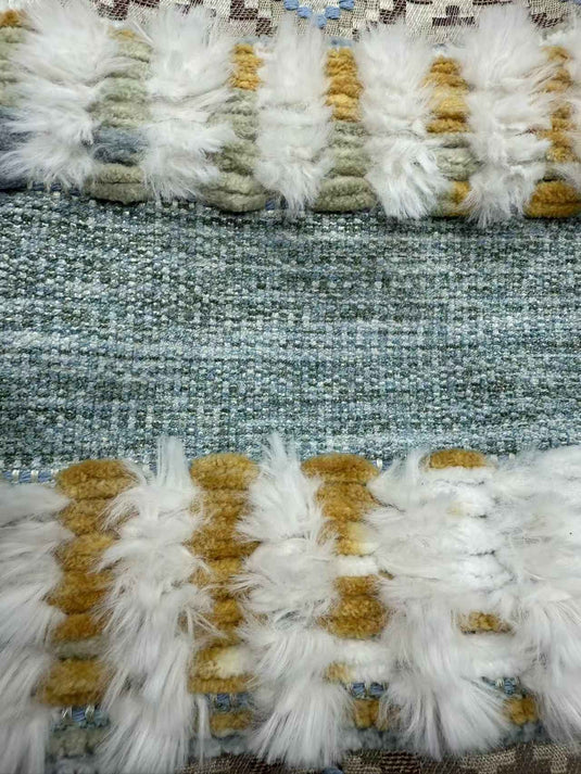Ethnic - style Geometric - patterned Tassel Jacquard Throw Pillow (Fresh Blue - Gray Color) - Fucolina