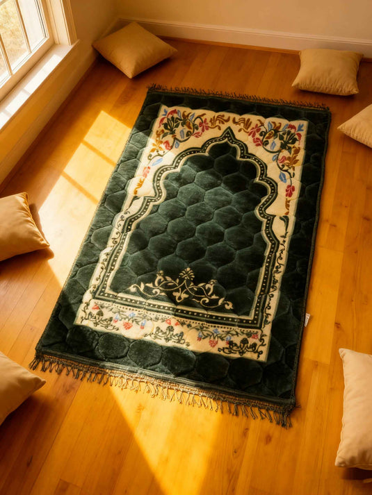 Dark Green Floral Arch Prayer Rug - Fucolina