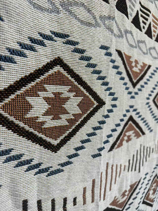 Ethnic - style Geometric - patterned Tassel Tapestry (Simple and Elegant Brown - White Color) - Fucolina