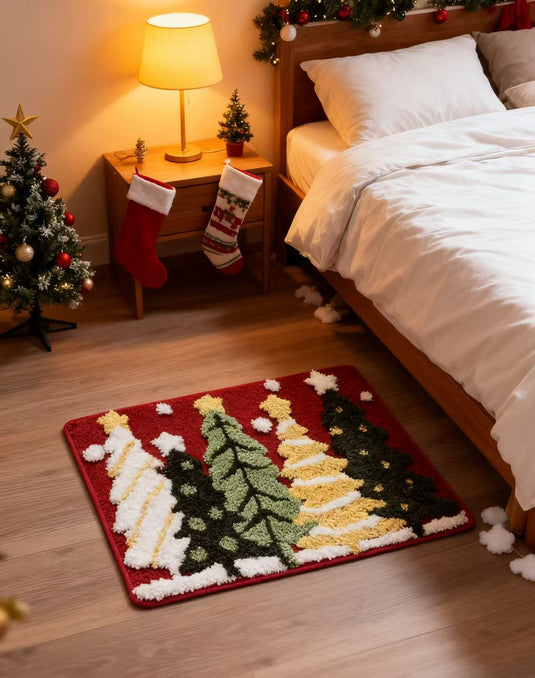Christmas Trees Tufted Rug | Festive Holiday Forest Accent Floor Mat - Fucolina