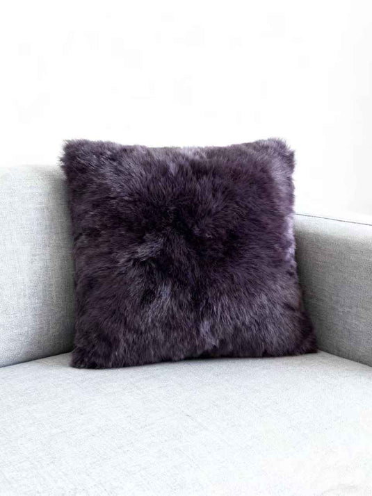Elegant Dark Purple Rabbit Fur Imitation Throw Pillow - Fucolina