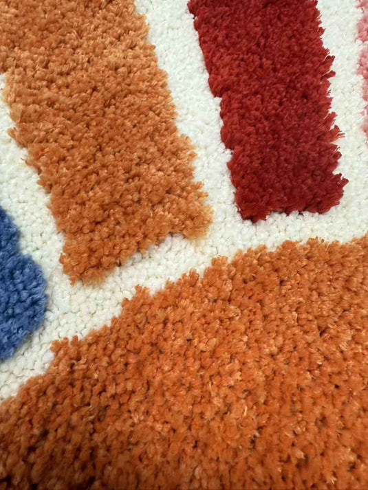 Healing Rainbow Sun-shaped Flocked Carpet