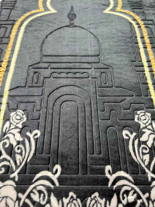 Black - Gold Arch - patterned Prayer Rug - Fucolina
