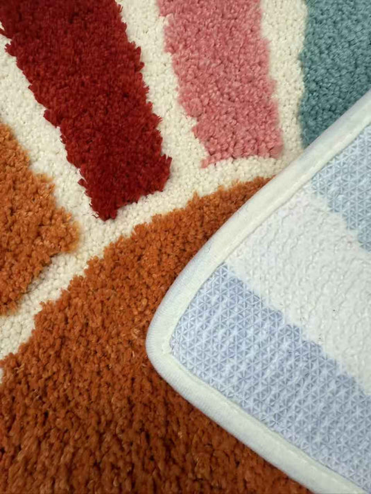 Healing Rainbow Sun-shaped Flocked Carpet