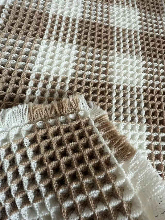 Modern Minimalist Plaid Waffle Weave Floor Mat