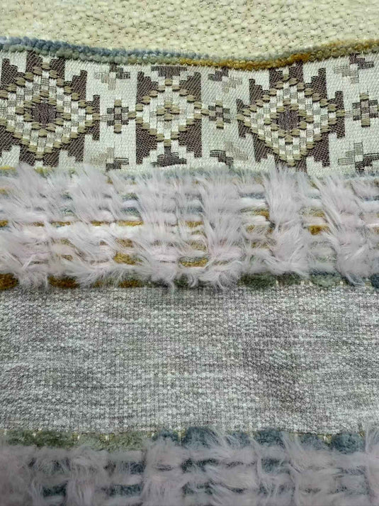 Ethnic - style Geometric - patterned Tassel Jacquard Throw Pillow (Light Pink - Beige Color) - Fucolina