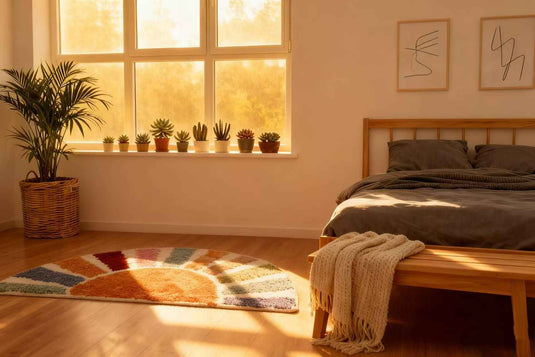 Healing Rainbow Sun-shaped Flocked Carpet