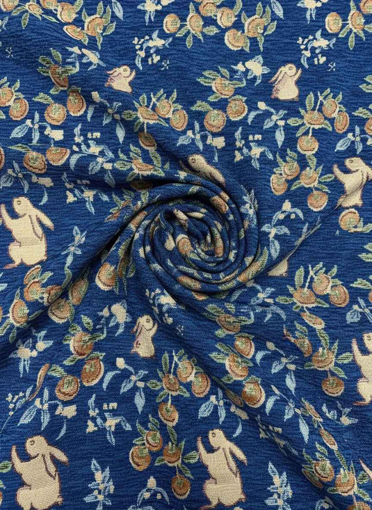 Cute Rabbit Blessing Chenille Jacquard Fabric