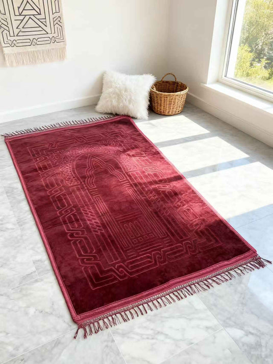 Burgundy Geometric Arch Prayer Rug - Fucolina