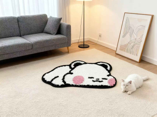 Healing Cute Teddy Bear Flocked Carpet
