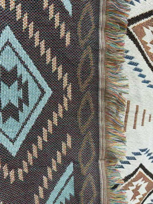 Ethnic - style Geometric - patterned Tassel Tapestry (Simple and Elegant Brown - White Color) - Fucolina