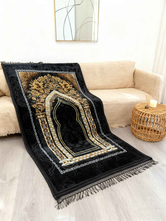 Black - Gold Luxury Prayer Rug - Fucolina