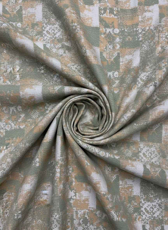 Retro Distressed Geometric Patchwork Chenille Jacquard Fabric