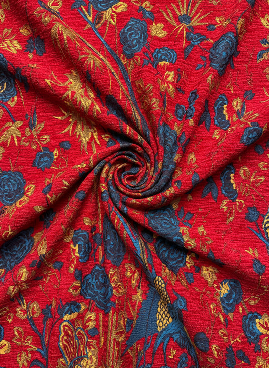 Floral and Bird Jacquard Fabric Color Card (Multiple Colors Available)