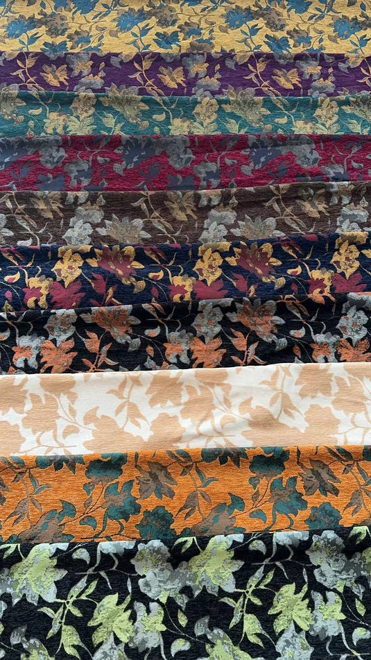 Vintage Floral Jacquard Fabric Color Card (Multiple Colors Available)