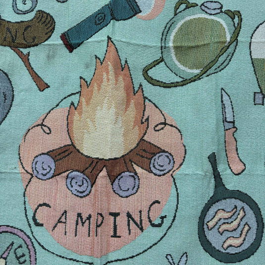 Camping Theme Textile Wallpaper Tapestry with Outdoor Elements for Wall Decor - Fucolina